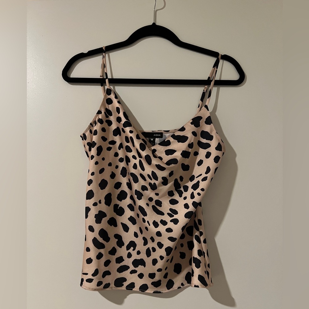 AQUA / LEOPARD COWL NECK TANK / SIZE S